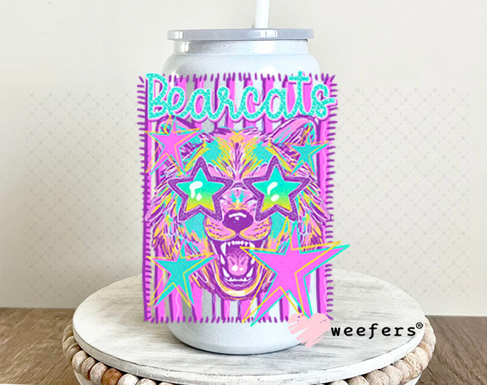 UV DTF Decal - Bobcats Colorful Mascot 16oz Glass Can Generic Weefers