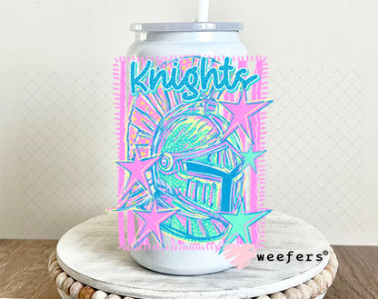 UV DTF Decal - Knights Colorful Mascot 16oz Glass Can Generic Weefers