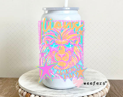 UV DTF Decal - Lions Game Day Colorful Mascot 16oz Glass Can Generic Weefers