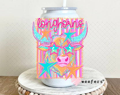 UV DTF Decal - Longhorns Colorful Mascot 16oz Glass Can Generic Weefers