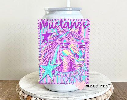 UV DTF Decal - Mustangs Game Day Colorful Mascot 16oz Glass Can Generic Weefers