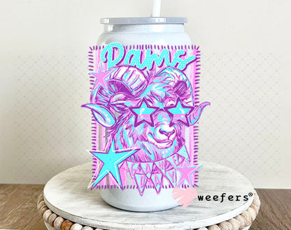 UV DTF Decal - Rams Game Day Colorful Mascot 16oz Glass Can Generic Weefers