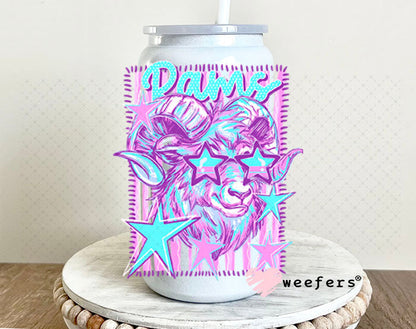 UV DTF Decal - Rams Colorful Mascot 16oz Glass Can Generic Weefers