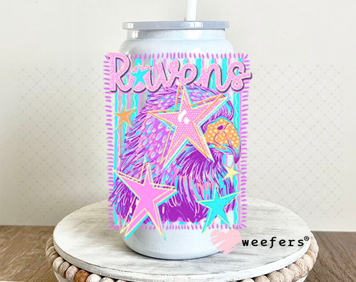 UV DTF Decal - Ravens Colorful Mascot 16oz Glass Can Generic Weefers