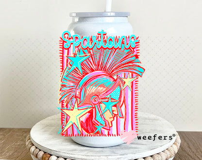 UV DTF Decal - Spartans Colorful Mascot 16oz Glass Can Generic Weefers