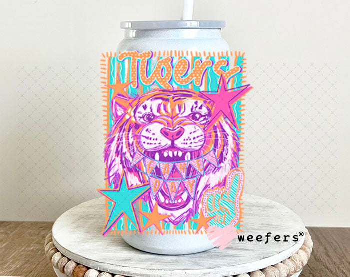 UV DTF Decal - Tigers Game Day Colorful Mascot 16oz Glass Can Generic Weefers