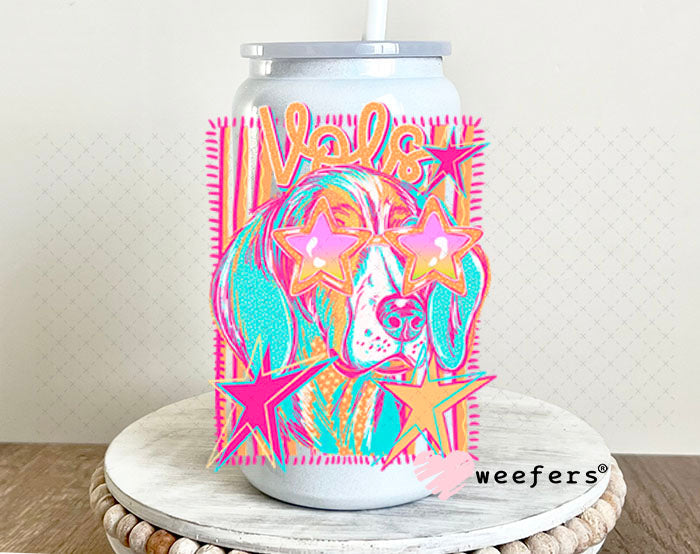 UV DTF Decal - Vols Colorful Mascot 16oz Glass Can Generic Weefers