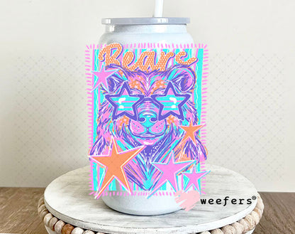 UV DTF Decal - Bears Colorful Mascot 16oz Glass Can Generic Weefers