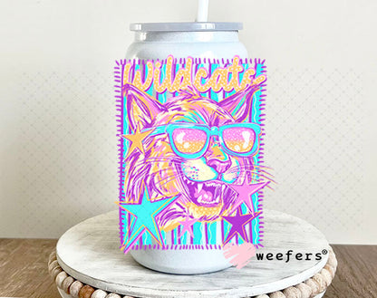 UV DTF Decal - Wildcats Colorful Mascot 16oz Glass Can Generic Weefers