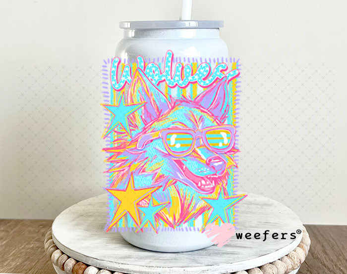 UV DTF Decal - Wolves Colorful Mascot 16oz Glass Can Generic Weefers