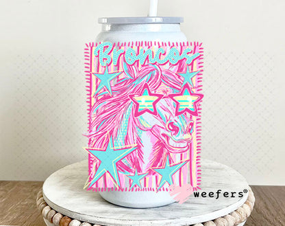UV DTF Decal - Broncos Colorful Mascot 16oz Glass Can Generic Weefers
