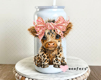 UV DTF Decal - Leopard Bougie Highland Cow 16oz Glass Can Generic Weefers