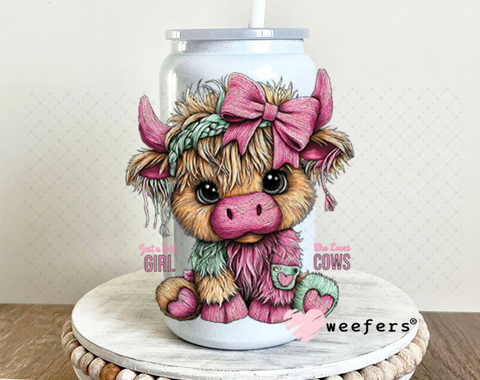 UV DTF Decal - Just a Girl Who Loves Cows 16oz Glass Can Generic Weefers