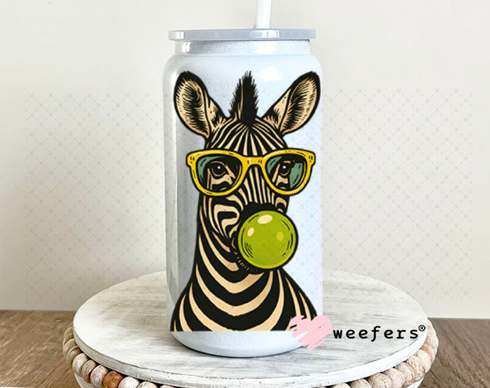 UV DTF Decal - Bubble Zebra 16oz Glass Can Generic Weefers
