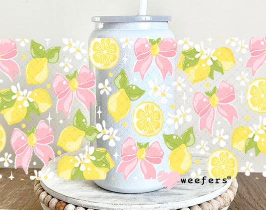 UV DTF Cup Wraps - Lemons and Pink Bows 16oz Glass Can Generic Weefers
