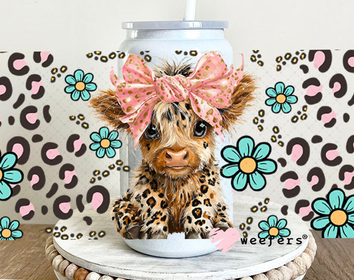 UV DTF Cup Wraps - Leopard Highland Cow - Weefers Exclusive 16oz Glass Can Generic Weefers