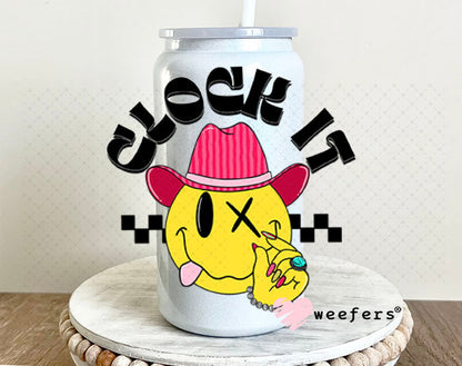 UV DTF Decal - Clock It 16oz Glass Can Generic Weefers