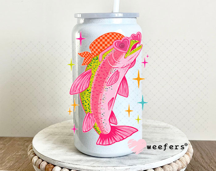 UV DTF Decal - Pink Sea Bass 16oz Glass Can Generic Weefers