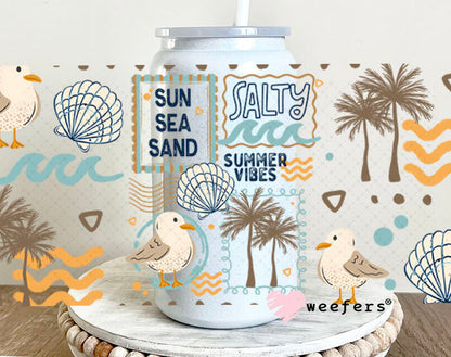 UV DTF Cup Wraps - Sun Sea Sand Summer Vibes 16oz Glass Can Generic Weefers