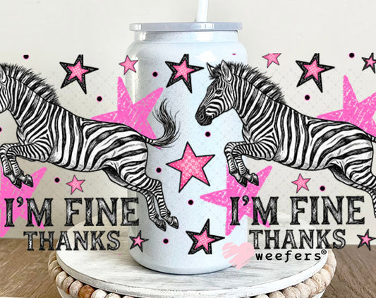 UV DTF Cup Wraps - I'm Fine Thanks - Weefers® Exclusive 16oz Glass Can Generic Weefers