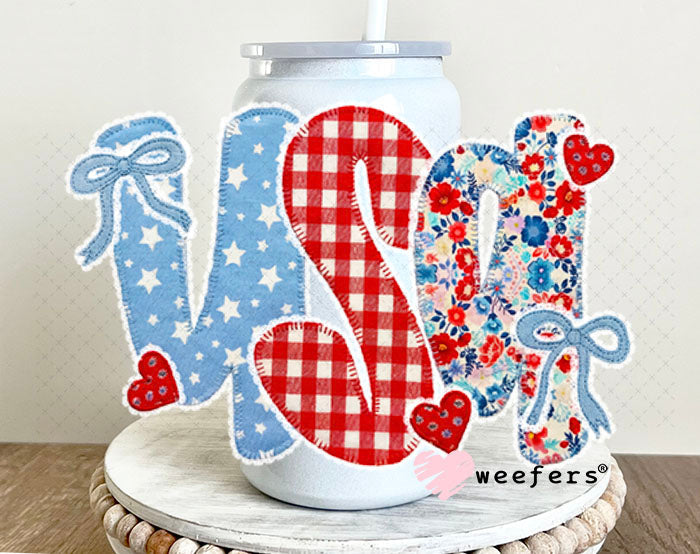 UV DTF Decal - USA Lace 16oz Glass Can Generic Weefers