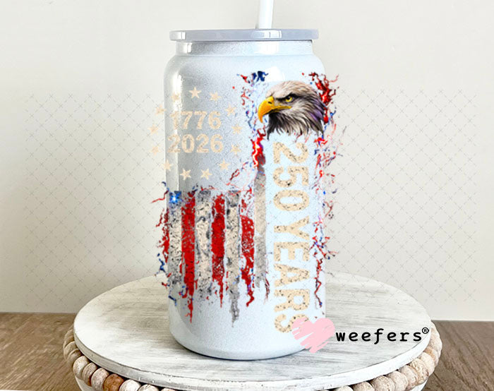 UV DTF Decal - Eagle 1776-2026 USA 16oz Glass Can Generic Weefers