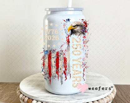 UV DTF Decal - Eagle 1776-2026 USA 16oz Glass Can Generic Weefers