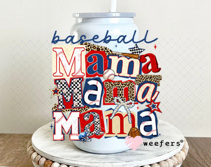 UV DTF Decal - Baseball Mama Stacked 16oz Glass Can Generic Weefers