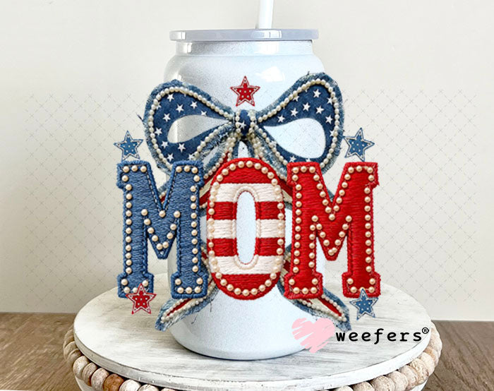 UV DTF Decal - Mom USA 16oz Glass Can Generic Weefers