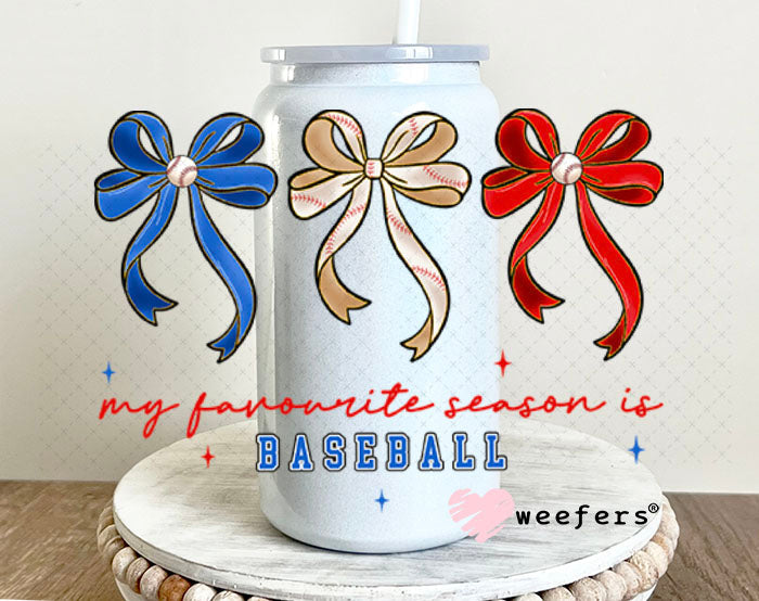 UV DTF Decal - My Favorite Season is Baseball 16oz Glass Can Generic Weefers