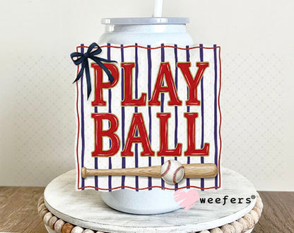 UV DTF Decal - Play Ball 16oz Glass Can Generic Weefers