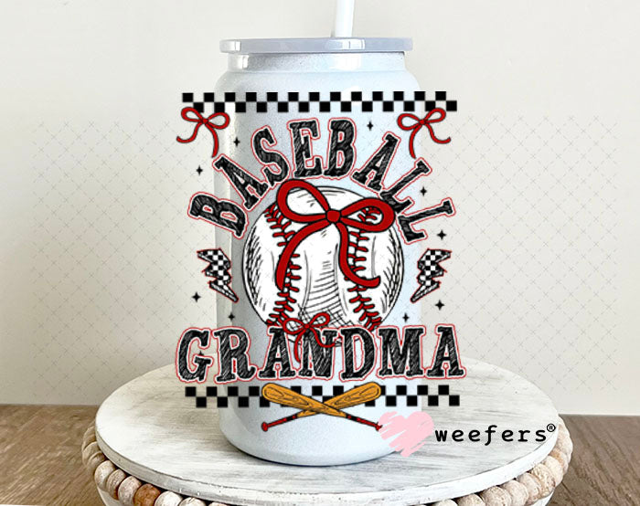 UV DTF Decal - Baseball Grandma 16oz Glass Can Generic Weefers
