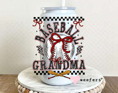 UV DTF Decal - Baseball Grandma 16oz Glass Can Generic Weefers