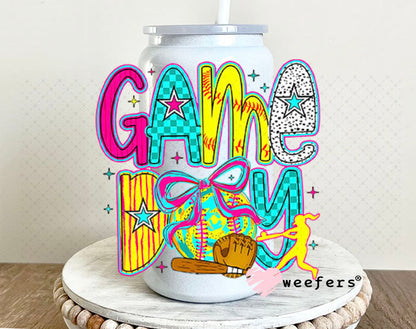 UV DTF Decal - Game Day Softball 16oz Glass Can Generic Weefers