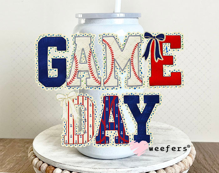 UV DTF Decal - Baseball Gameday 16oz Glass Can Generic Weefers