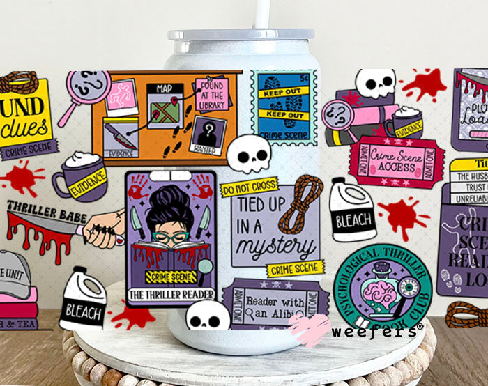 UV DTF Cup Wraps - True Crime Lover 16oz Glass Can Generic Weefers