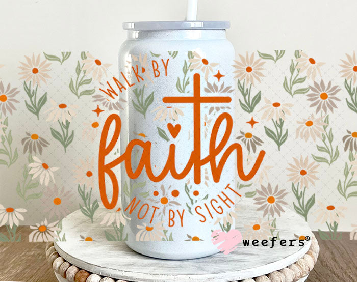 UV DTF Cup Wraps - Walk by Faith 16oz Glass Can Generic Weefers