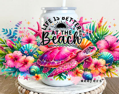 UV DTF Cup Wraps - Life is Better at the Beach 16oz Glass Can Generic Weefers