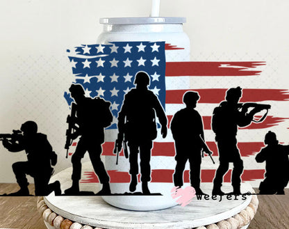 UV DTF Cup Wraps - Soldiers USA 16oz Glass Can Generic Weefers