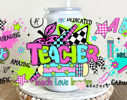 UV DTF Cup Wraps - Teacher Daily Reminders 16oz Glass Can Generic Weefers