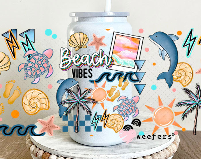 UV DTF Cup Wraps - Beach Vibes 16oz Glass Can Generic Weefers