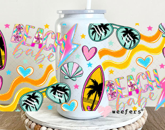 UV DTF Cup Wraps - Beach Babe 16oz Glass Can Generic Weefers
