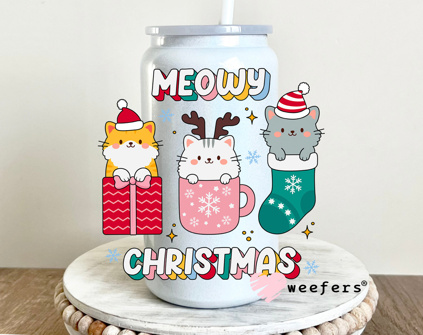 Meowy Christmas Cats 16oz UV DTF Decal