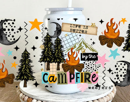 UV DTF Cup Wraps - Campfire 16oz Glass Can Generic Weefers