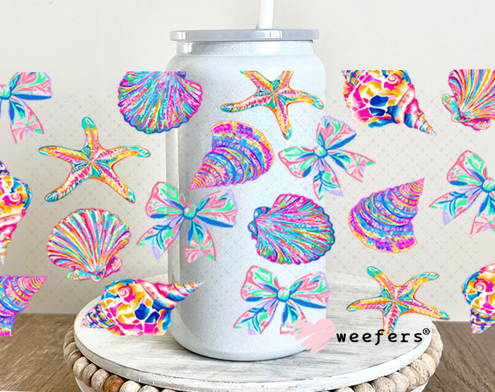 UV DTF Cup Wraps - Under the Ocean Seashells and Starfish 16oz Glass Can Generic Weefers