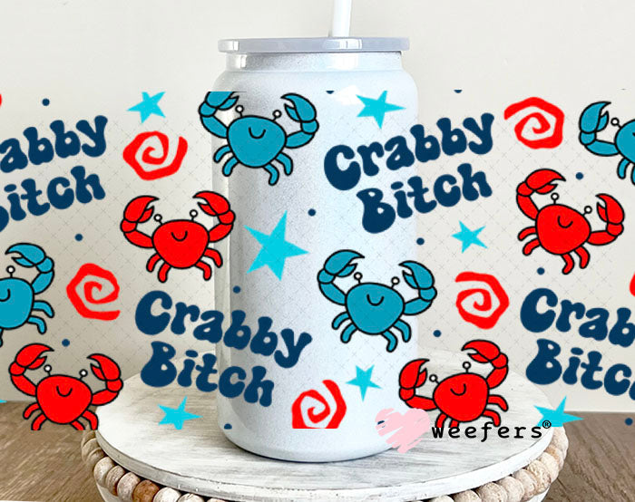 UV DTF Cup Wraps - Crabby B$tch 16oz Glass Can Generic Weefers