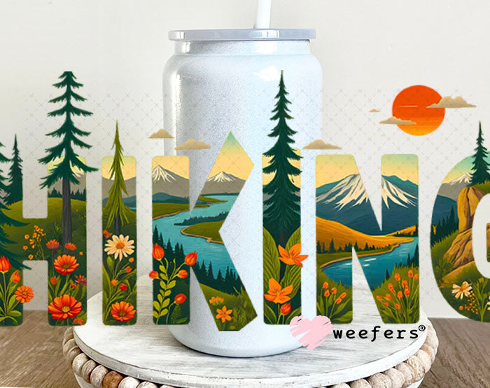 UV DTF Cup Wraps - Hiking 16oz Glass Can Generic Weefers