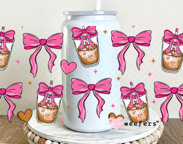 UV DTF Cup Wraps - Coquette Pink Coffee 16oz Glass Can Generic Weefers
