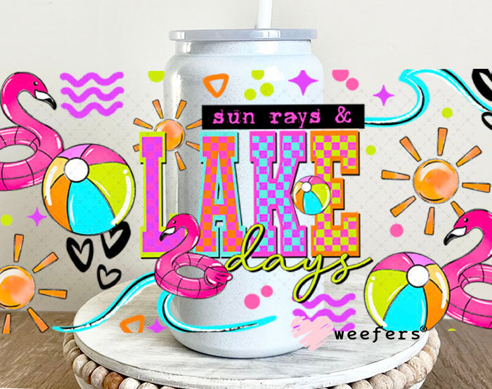 UV DTF Cup Wraps - Sun Rays and Lake Days 16oz Glass Can Generic Weefers