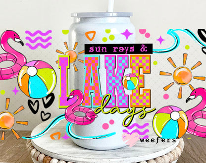 UV DTF Cup Wraps - Sun Rays and Lake Days 16oz Glass Can Generic Weefers
